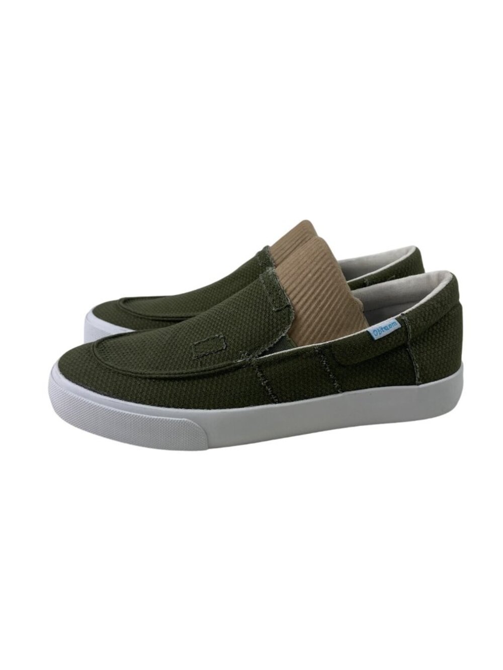 Obtaom Olive Green Slip-On Canvas Sneakers Womens 8 Mens 6.5 Lightweight Shoes